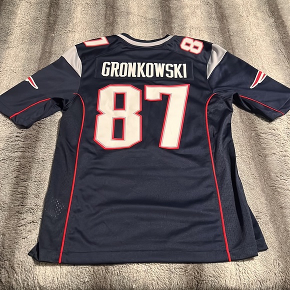 New England Patriots #87 “Gronk” Rob Gronkowski NFL Home On Field Nike Jersey - Picture 9 of 11